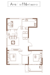 城美广场3室2厅1厨1卫建面116.00㎡