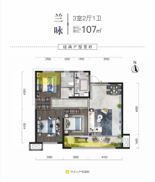 民生·雅兰苑3室2厅1厨1卫建面107.00㎡