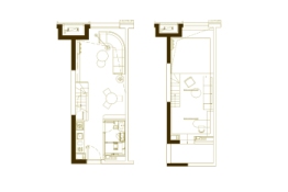 碧桂园天誉1室2厅1厨1卫建面54.00㎡