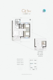 保利清能拾光年2室2厅1厨1卫建面79.00㎡