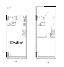 兰博港1室2厅1厨2卫建面65.00㎡