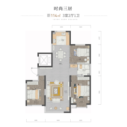 正丰海德家园3室2厅1厨1卫建面114.00㎡