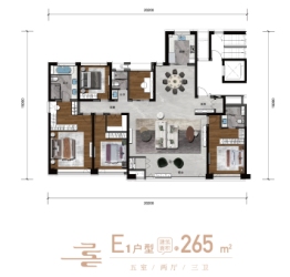 绿城海鸿·喜悦府5室2厅1厨3卫建面265.00㎡