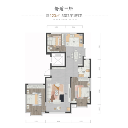 正丰海德家园3室2厅1厨1卫建面123.00㎡