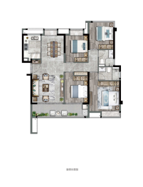 建发养云4室2厅1厨2卫建面129.00㎡