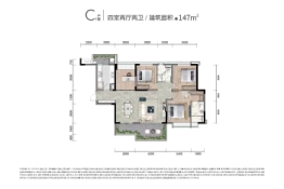 三岔TOD·蔚澜之城4室2厅1厨2卫建面147.00㎡