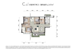 三岔TOD·蔚澜之城4室2厅1厨2卫建面147.00㎡