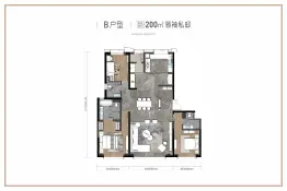 秦商国际中心3室2厅1厨2卫建面200.00㎡