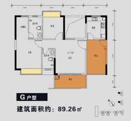 誉诚花园3室2厅1厨2卫建面89.26㎡