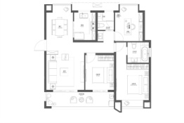 宝龙融信海纳天地3室2厅1厨2卫建面105.00㎡