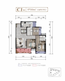 新鸥鹏文教城3室2厅1厨2卫建面99.00㎡