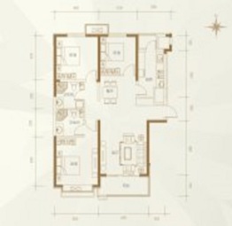 国力花园五期3室2厅1厨2卫建面141.09㎡