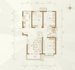 国力花园五期3室2厅1厨1卫建面122.98㎡