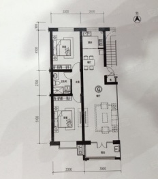 府东恒隆公馆2室2厅1厨1卫建面105.54㎡