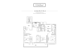 曦东儒居3室2厅1厨2卫建面143.00㎡