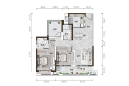 中交·紫薇听澜2室2厅1厨2卫建面95.00㎡