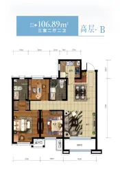 金城山水源著3室2厅1厨2卫建面106.89㎡