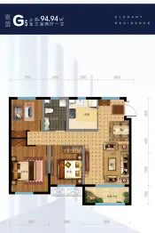 金城·世家3室2厅1厨1卫建面94.94㎡