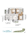 6栋建面约105平三房户型