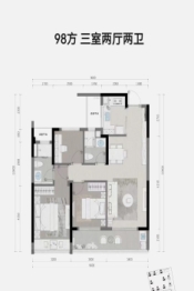 绿城桂语新月3室2厅1厨2卫建面98.00㎡