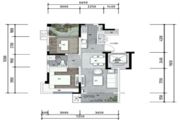 凤仪湾2室2厅1厨建面75.00㎡