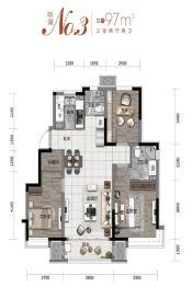 基业世琾3室2厅1厨2卫建面97.00㎡