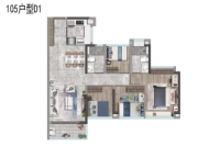 建面105平D1户型