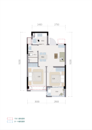 桃语春福里2室2厅1厨1卫建面58.00㎡