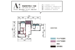 融创云湖十里2室2厅1厨2卫建面75.59㎡