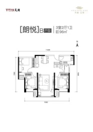 天朗·云熙3室2厅1厨1卫建面96.00㎡