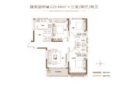 翡翠誉园3室2厅1厨2卫建面123.44㎡