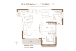 翡翠誉园3室2厅1厨1卫建面94.00㎡