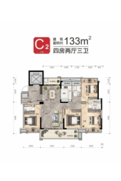 雄州壹品尚书府4室2厅1厨2卫建面133.00㎡