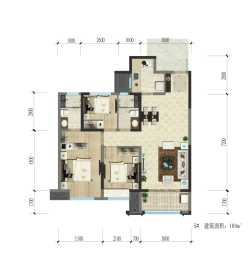 陕建·汉悦府3室2厅1厨2卫建面104.00㎡