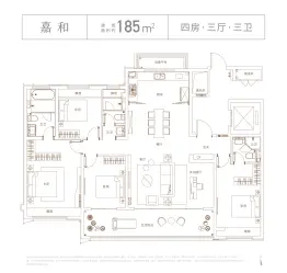 致豪嘉盛苑4室3厅1厨3卫建面185.00㎡