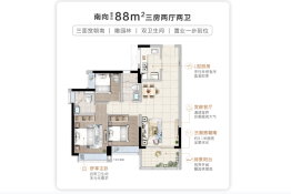 时代天韵（黄埔）3室2厅1厨2卫建面88.00㎡