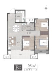 正商新瑞华府3室2厅1厨1卫建面98.00㎡