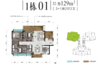 1栋01户型建面129㎡