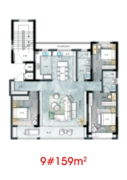 翔凯上城虞园3室2厅2厨2卫建面159.00㎡