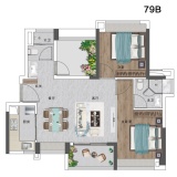 岭南珠实开建·公园海建面79平B户型