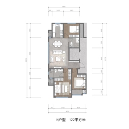 绿城桂语江南3室2厅1厨2卫建面122.00㎡