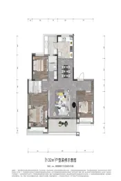 复地·崑玉锦城3室2厅1厨1卫建面132.00㎡