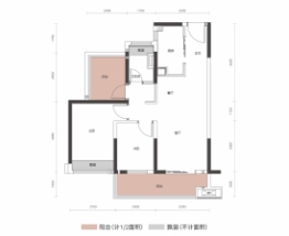 粤海丽江花园2室2厅1厨1卫建面78.00㎡