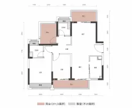 粤海丽江花园2室2厅1厨2卫建面89.00㎡