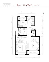 中海学仕里3室2厅1厨1卫建面79.0㎡