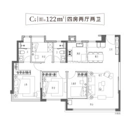 中海·左岸澜庭4室2厅2卫建面122.00㎡