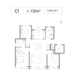 北京瑞府3室2厅1厨2卫建面132.00㎡