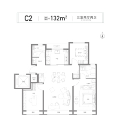 北京瑞府3室2厅1厨2卫建面132.00㎡