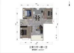 盛世·云隐澜庭3室2厅1厨1卫建面118.31㎡