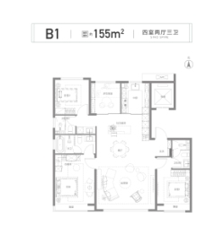 北京瑞府4室2厅1厨3卫建面155.00㎡